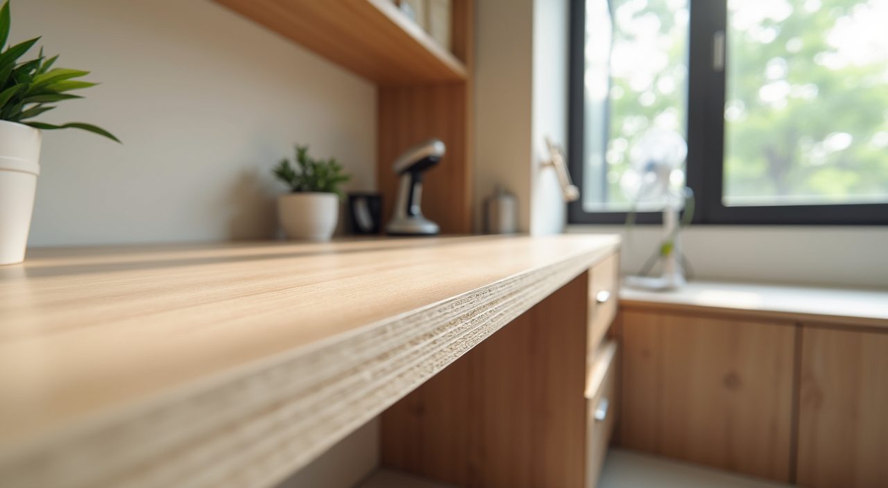 Close up of humidity tolerant sealed laminate finishes in a Singapore BTO study room