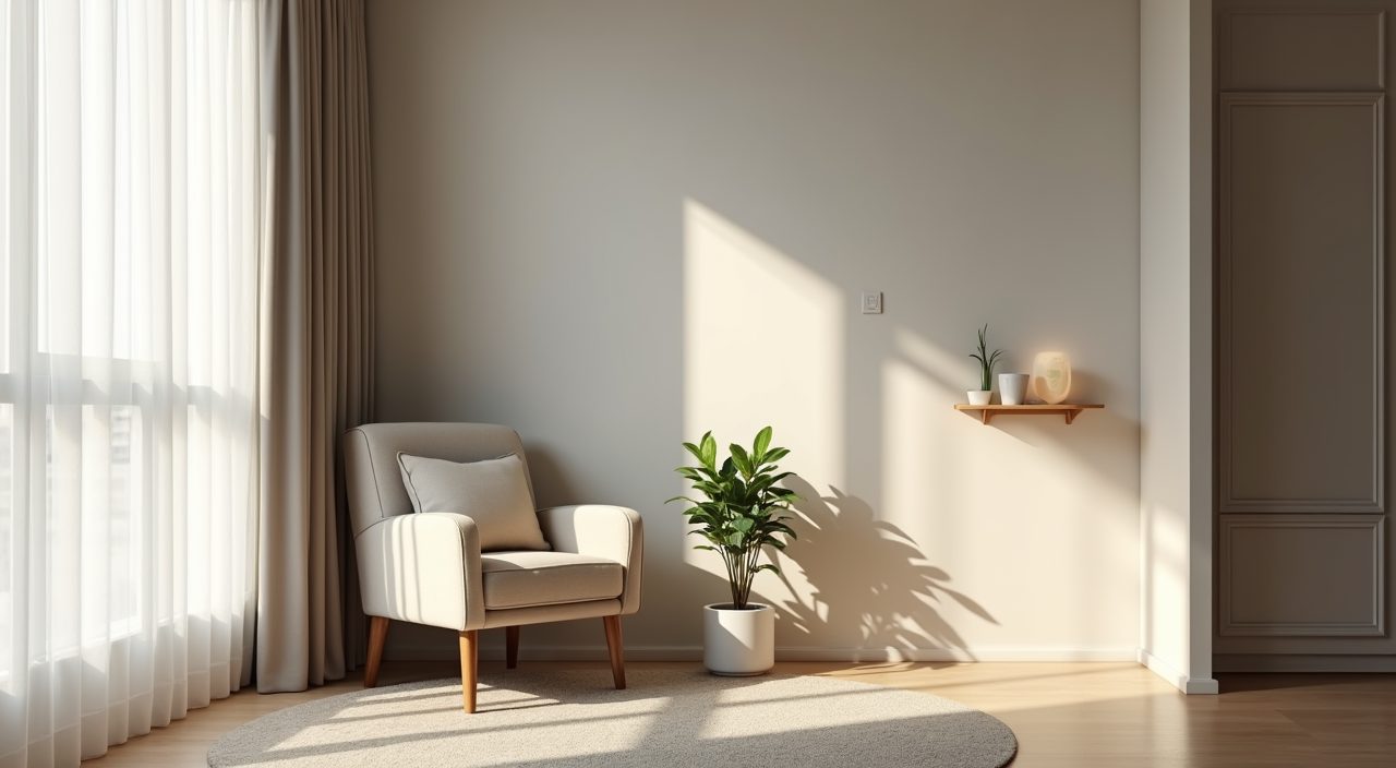 Calm reading nook corner in a contemporary Singapore HDB bedroom