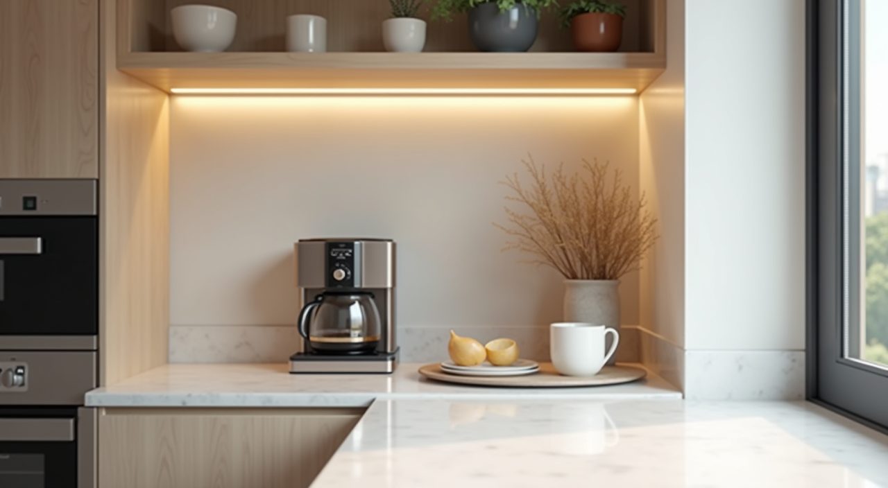 Coffee and plating nook detail in the dry kitchen of a contemporary Singapore landed home