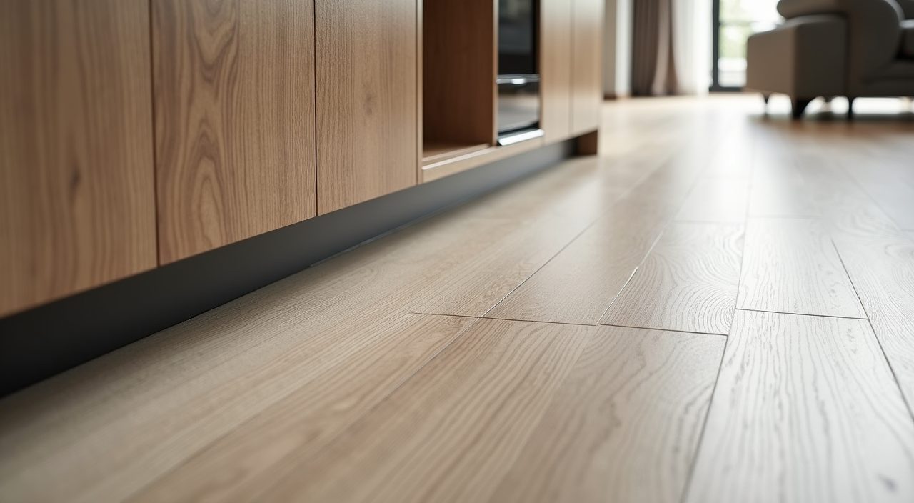 Close up of porcelain floor and humidity resistant materials in a landed home living room