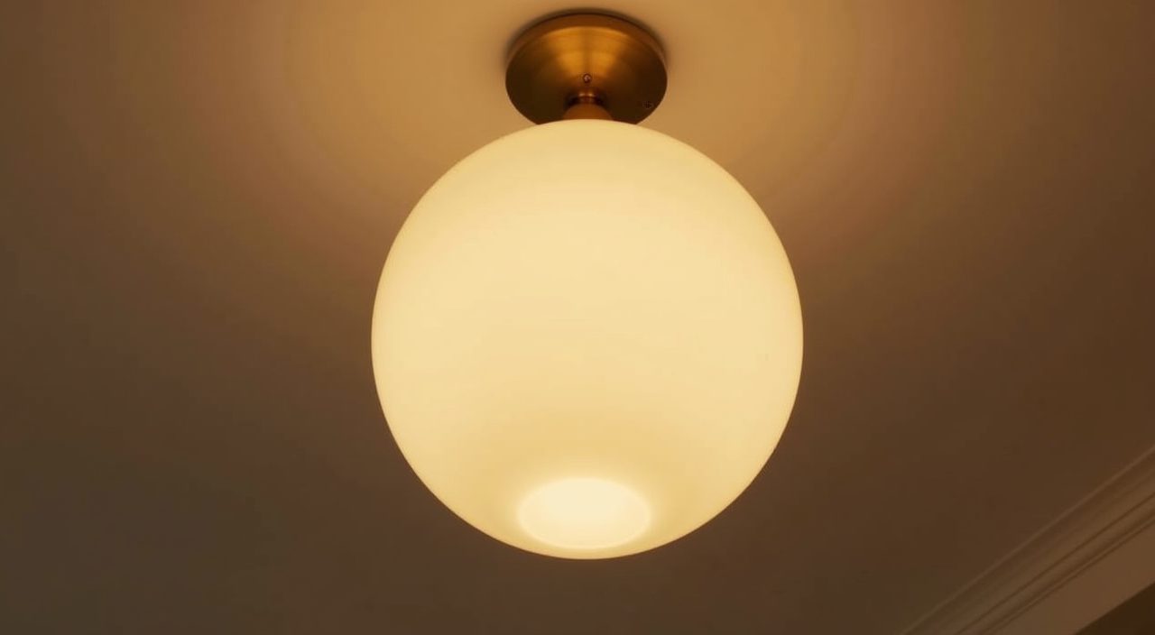 Mid-century modern globe pendant lighting detail glowing warm in a Singapore living room