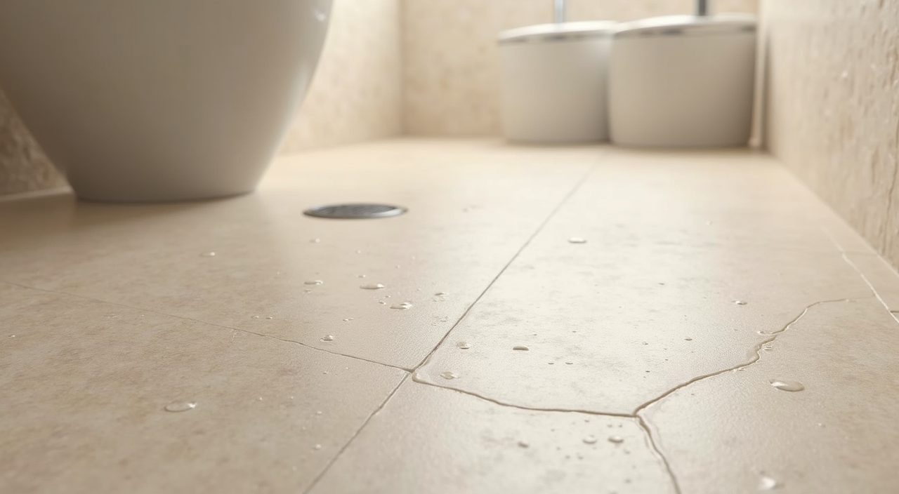Minimalist Singapore bathroom matte textured porcelain floor tile detail with water beading