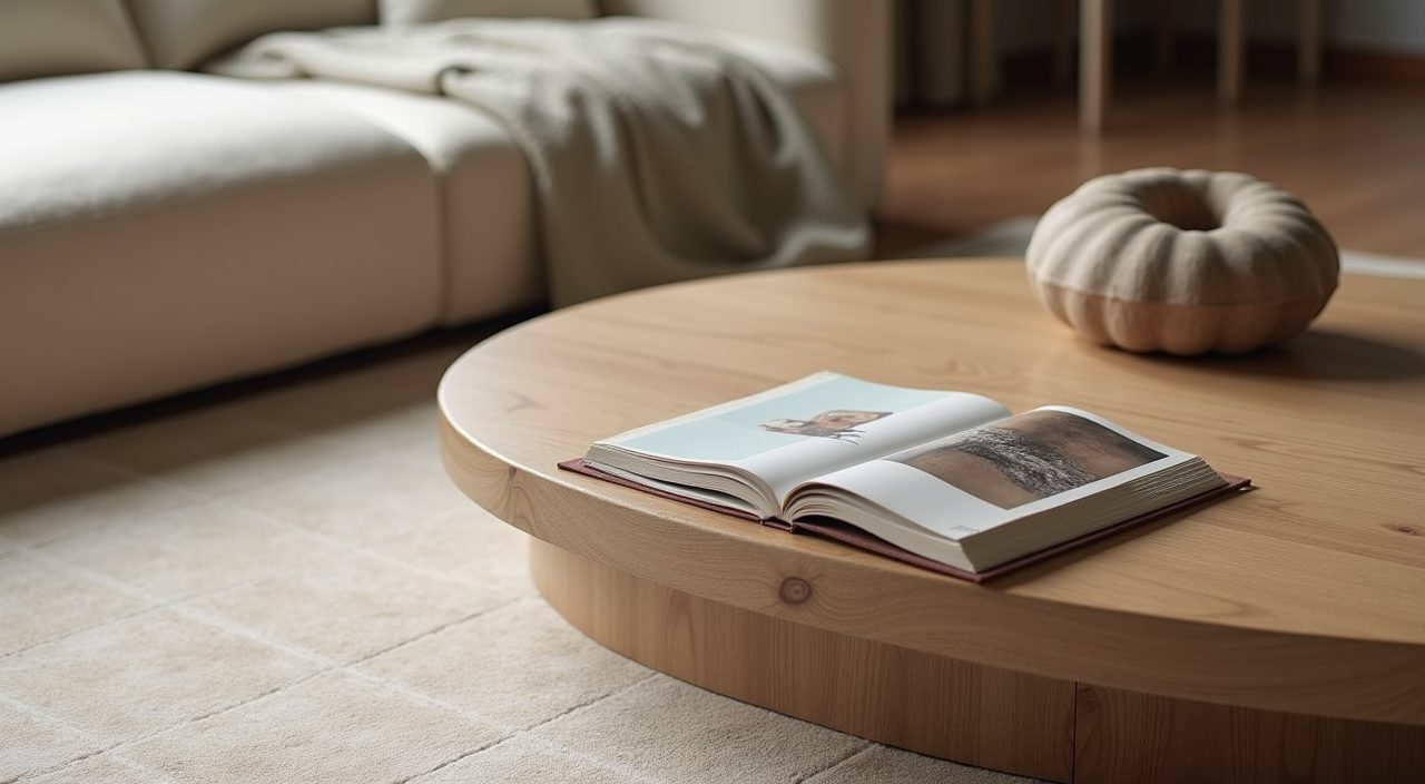 Nearly clear minimalist coffee table with one object in a Singapore living room