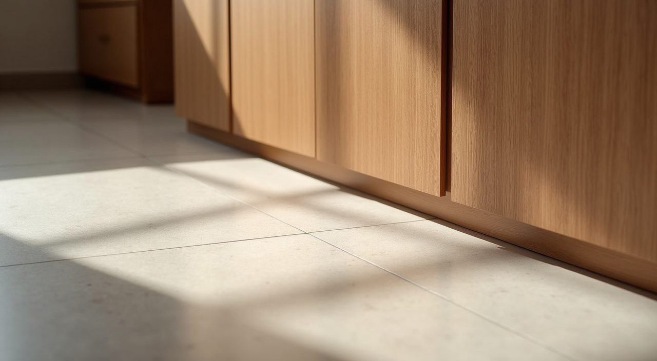 Minimalist Singapore master bedroom material detail with matte porcelain tiles and fluted laminate finish