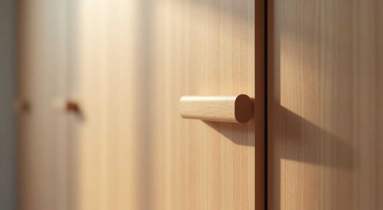 Minimalist Singapore master bedroom wardrobe detail with handleless finger-pull channel
