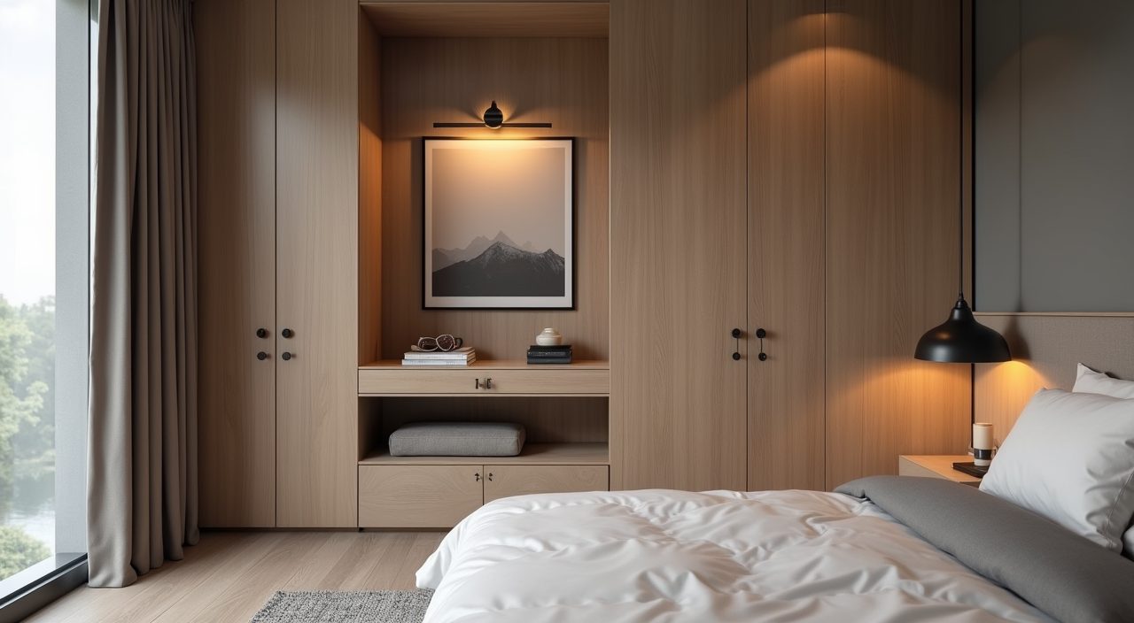 Contemporary reading and vanity nook corner integrated into a Singapore bedroom wardrobe run