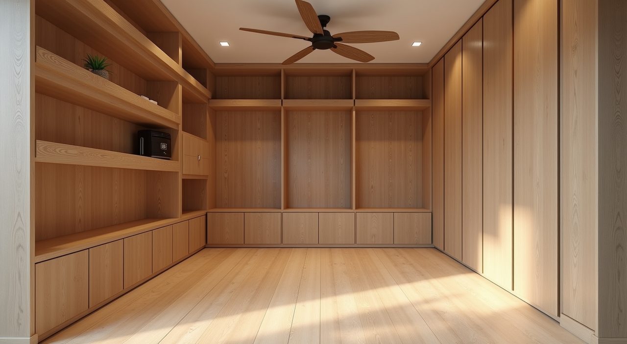 Modern contemporary Singapore study built-in carpentry in moisture-resistant plywood with ventilation
