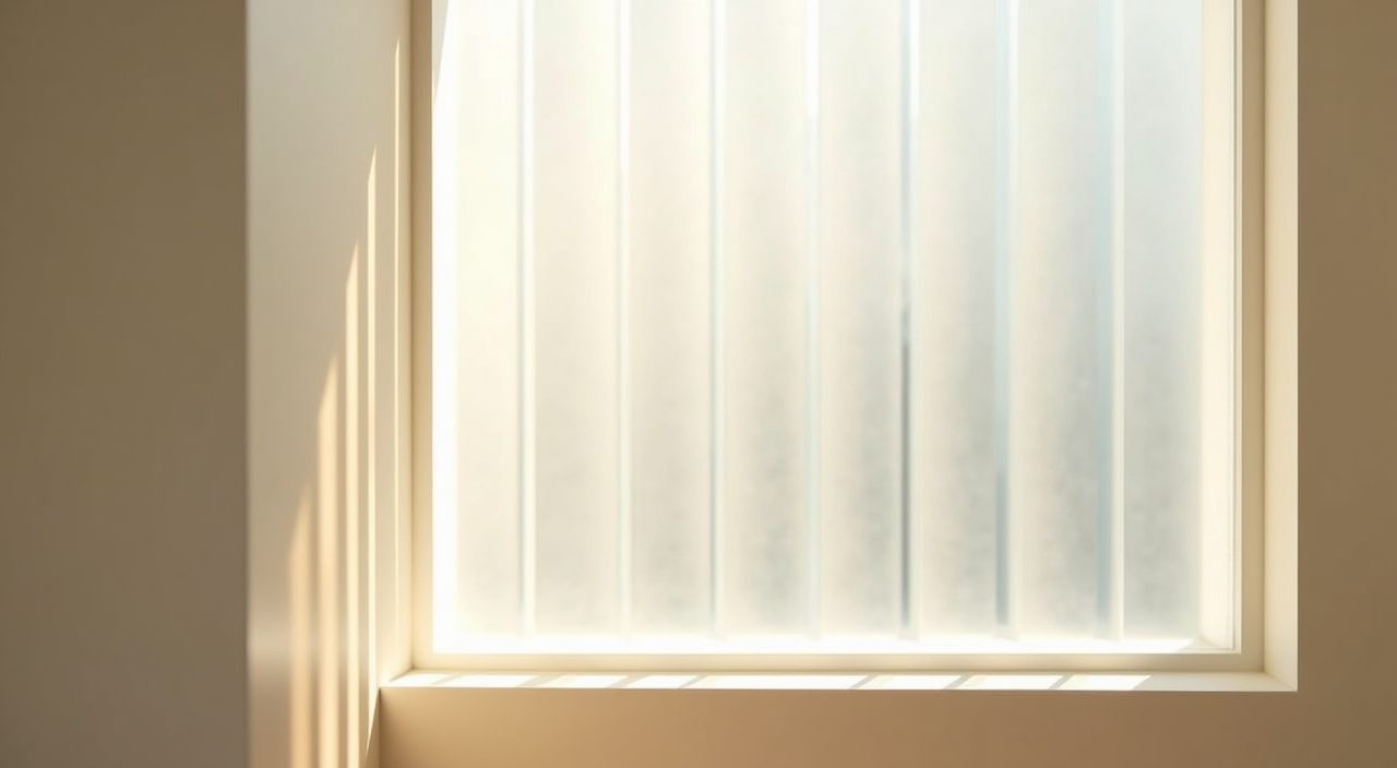 Frosted fluted glass window softening daylight in a Muji Japanese Singapore bathroom