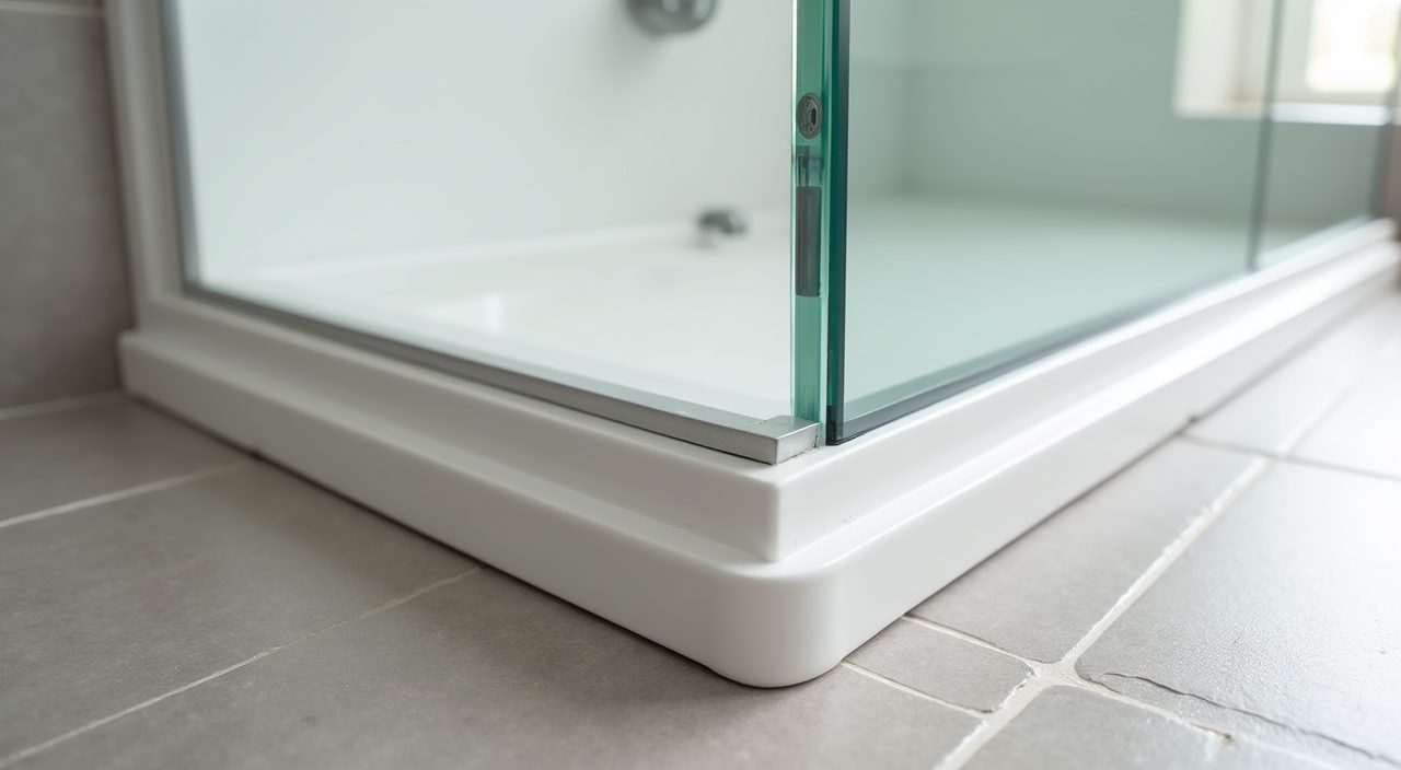 Moisture proof material details of porcelain tile, tempered glass and aluminium vanity in a humid Singapore bathroom