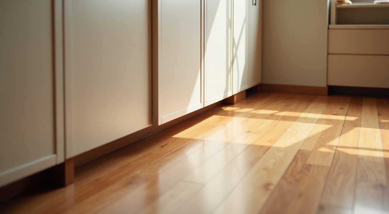 Moisture resistant laminate floor and matte wardrobe finishes in a small Singapore HDB bedroom