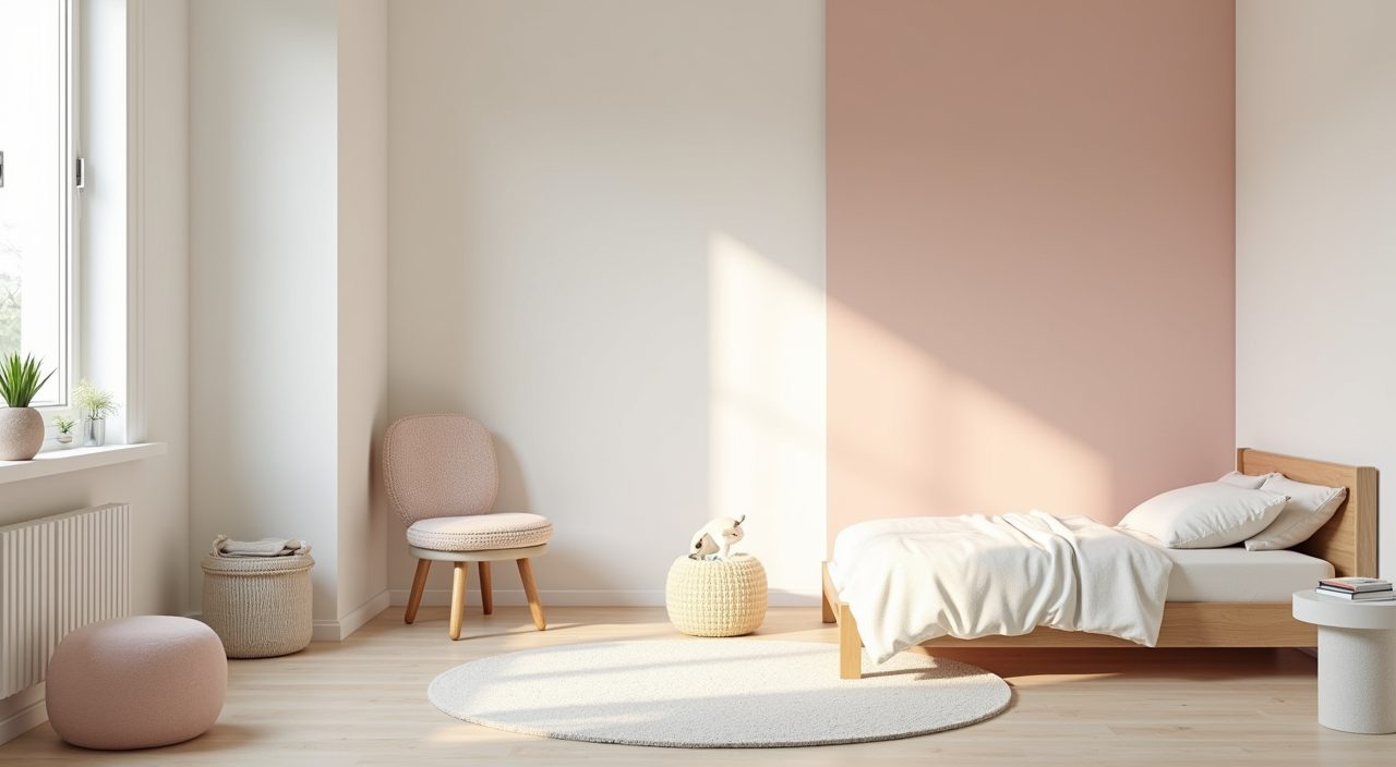 Light warm white and pale wood palette opening up a small Singapore condo kids bedroom